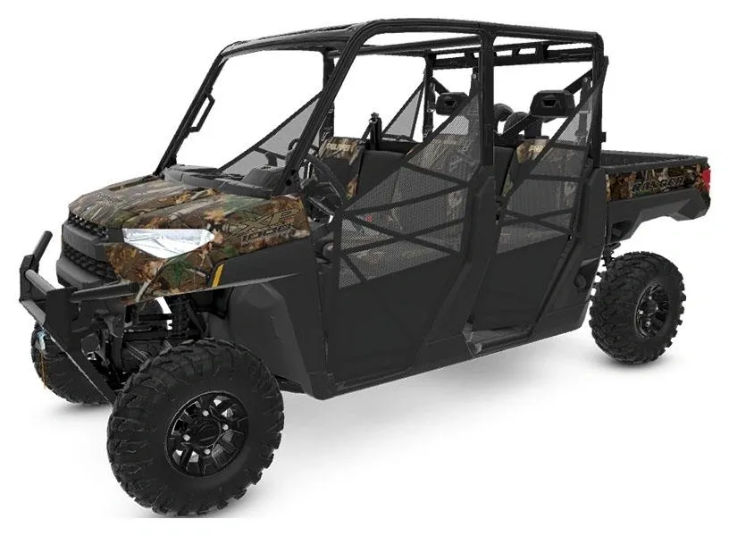 A black and camouflage four-passenger atv.